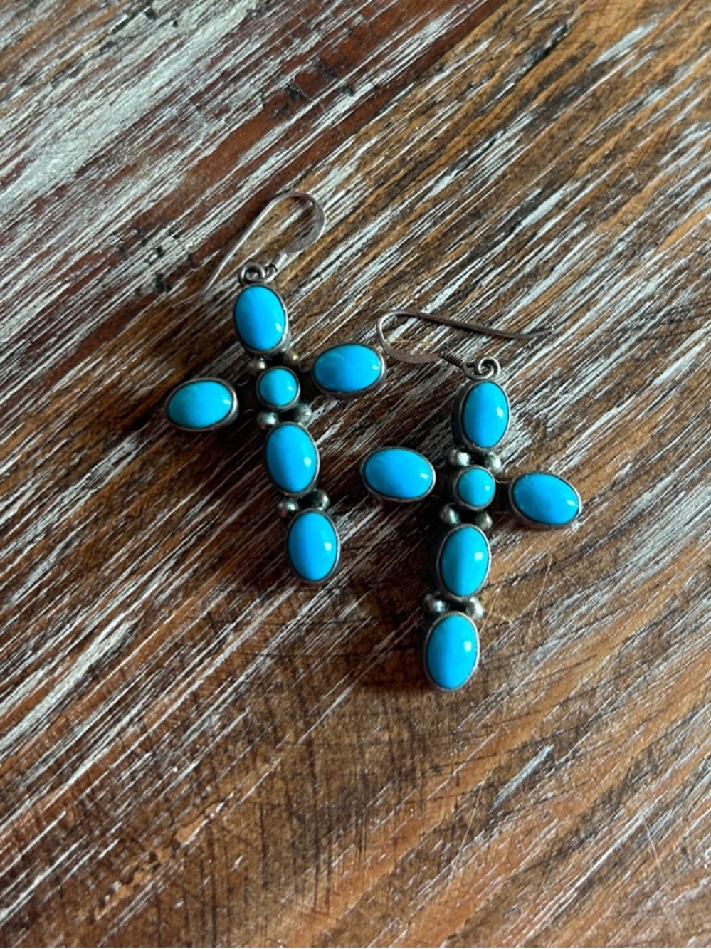 Sterling & Turquoise Cross Drop Earrings - Women Jewelry